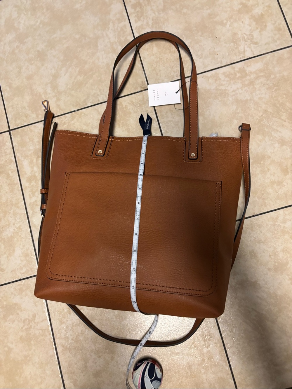 LC Lauren Conrad Presley Convertible Tote Bag in 210 Saddle - Picture 4 of 6